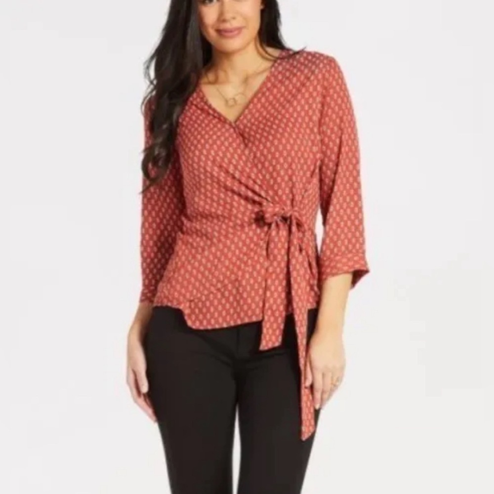 Evereve Allison Joy Reno Wrap Top Terracotta